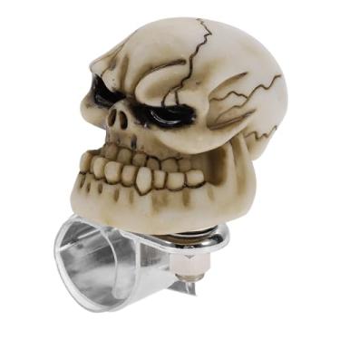 Imagem de INFINAUTO Maçaneta de volante de carro de 30,5 mm grande caveira veículo bola rotadora para caminhonetes SUV, semi-reboques, vans, barcos, bege, 1 peça