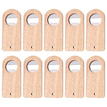 Imagem de Framendino, Pacote com 10 abridores de garrafas de madeira em branco com alça de madeira para festa de casamento, presente DIY