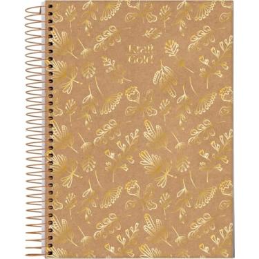 Imagem de Jandaia - Caderno Espiral Universitário CD 10 Matérias 160 Fls Kraft Gold Folhagens FSC