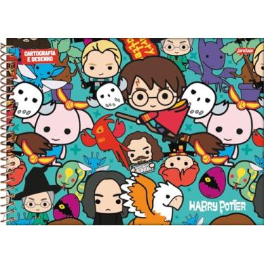 Imagem de Jandaia - Caderno Espiral Cartografia 275x200mm CD 96Fls Harry Potter Fundo Verde FSC