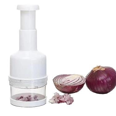 Imagem de Cortador de alimentos, cortador manual de legumes com lâmina de aço inoxidável, cortador de vegetais portátil com recipiente para cortador de legumes e cebola, alho e nozes, seguro para lava-louças