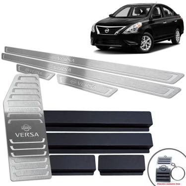 Imagem de Soleiras + Descanso Em Aço Inox Nissan Versa 2015/2020 Prata