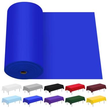 Imagem de CC-SLZP Toalha de mesa de plástico, 1,5 m x 137 cm, toalha de mesa descartável premium para piquenique, festa, banquete, aniversário, casamento, aniversário (azul)