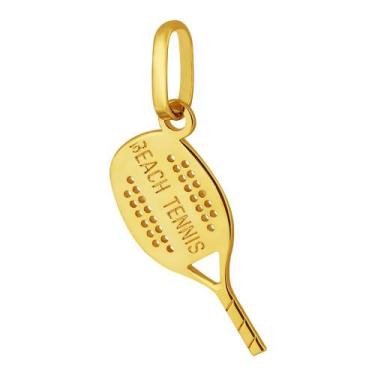 Imagem de Pingente de Prata Raquete Beach Tennis Revestida em Ouro 18k 15x0.6mm 
