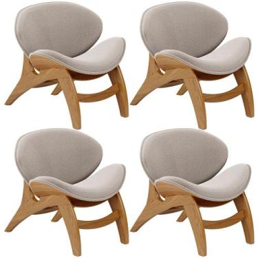 Imagem de Kit 4 Poltronas Decorativa Orgânica Sala Living Kadosh L02 Bouclê Crem