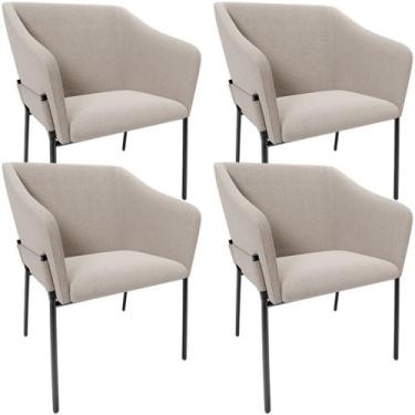 Imagem de Kit 4 Cadeiras Para Sala de Jantar Estar Living Olívia L02 Bouclê Crem