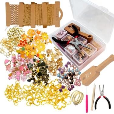 Imagem de qinanlan Kit de fabricação de chaveiros com 350 peças de brilho labial com cartões de exibição – pingentes, correntes, clipes e ferramentas para pendurar brilho labial, creme para as mãos e pequenos