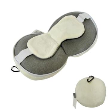 Imagem de Kit Almofada De Pescoço Viagem Com Máscara De Dormir Tapa Olho Com Travesseiro Conforto Avião Carro (Off White Liso)