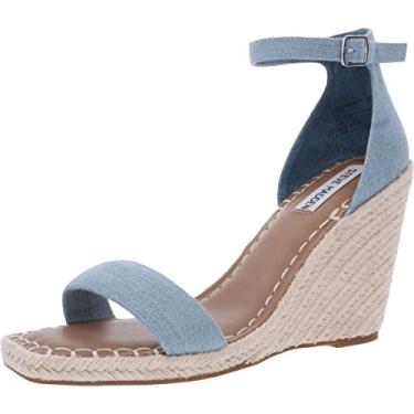 Imagem de Steve Madden Sandália anabela feminina Submit, Jeans, 6.5