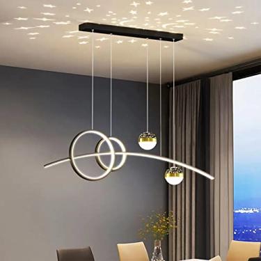 Imagem de Luminária pendente regulável com controle remoto para mesa de jantar, lustre com altura ajustável para sala de estar, cozinha, preta (C100 cm)