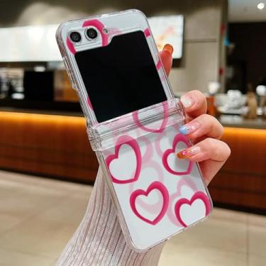 Imagem de Capa transparente dobrável para Galaxy Z Flip6 com estampa de coração vazado (para Galaxy Z Flip6/A697)