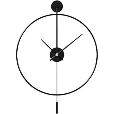 Imagem de Relógio de parede grande de arte relógio de parede clássico para casa com pêndulo, moderno sem tique-taque silencioso metal para pendurar na parede para sala de estar, quarto, estudo, escritório