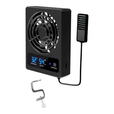 Imagem de Fenteer Ventilador de ventilação para répteis, silencioso, potente e versátil, medidor de umidade com controle de umidade e alarme de alta temperatura para, Fahrenheit