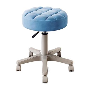 Imagem de WYUYIWH Banqueta de bar, banqueta de bar, banquinho de bar redondo com rodas giratórias de 360°, cadeira com rodinhas bege, assento de couro PU, ajustável, banco, balcão, cadeiras de bar, cadeiras de