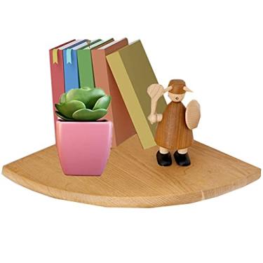 Imagem de Prateleira aberta / rack de armazenamento prateleira de canto de montagem na parede, prateleira flutuante suporte de parede de madeira, borda redonda prateleira de parede flutuante exibição de livros