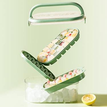 Imagem de Bandeja de cubo de gelo com tampa, pá, molde de cubo de gelo flexível de grau alimentício para congelador, máquina de cubos de gelo reutilizável, bandeja para cozinha bar, festa, uísque, coquetel, 21