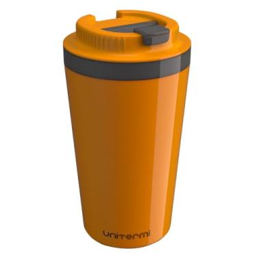 Imagem de Copo Térmico Minas 400 ML com Tampa Parede Dupla Multiuso Squeese Unitermi Café Chá Suco Leite Água (AMARELO)