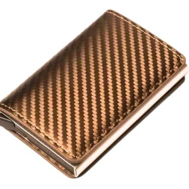 Imagem de Carteira Porta Cartões RFID Pop Up, Couro Marrom, Sistema Anti-furto, Design Slim, 6 Cartões, 1,5 x 6,5 x 9,5 cm