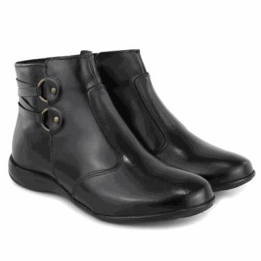 Imagem de Bota Coturno Feminina Couro Cano Médio Fivela Conforto - De Griffe, 40