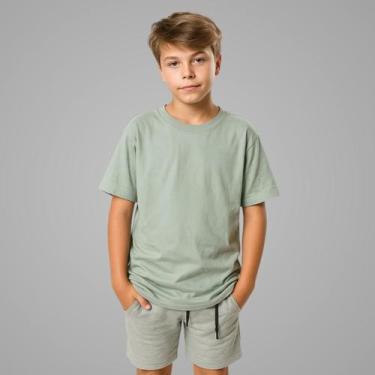 Imagem de Camisetas Manga Curta Infantil Bebê Menino Básica Lisa 100 Algodão - L