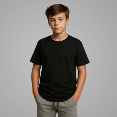 Imagem de Camisetas Manga Curta Infantil Bebê Menino Básica Lisa 100 Algodão - L