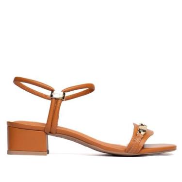 Imagem de Sandália Feminina Bottero Salto Bloco Detalhe Metal Caramelo, Caramelo