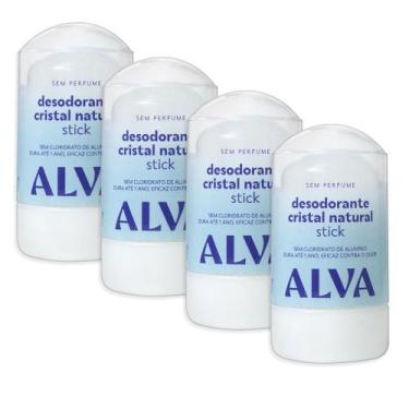 Imagem de Desodorante Cristal Stick Vegano 60g Alva - 4 Unidades