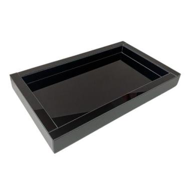 Imagem de Bandeja Decorativa Vidro Laqueado Preto Extra Grande 35x55cm - DIVINNI