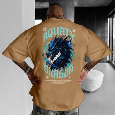 Imagem de Camiseta Oversized Algodão Street Academia Gym Treino Aquatic Dragon -