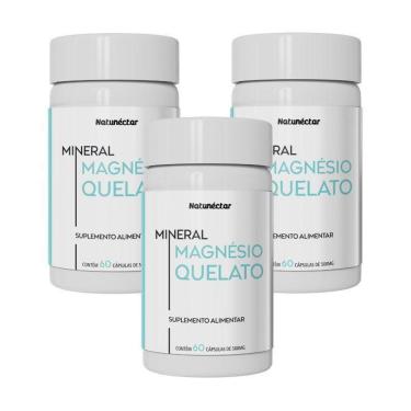 Imagem de Kit Magnesio Quelato 500mg Natunéctar - 3 unidades (180 cápsulas)-Unissex