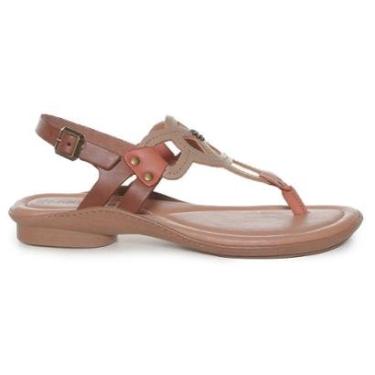 Imagem de Sandália Em Couro Feminina New Face 37338 Bege Marrom-Feminino