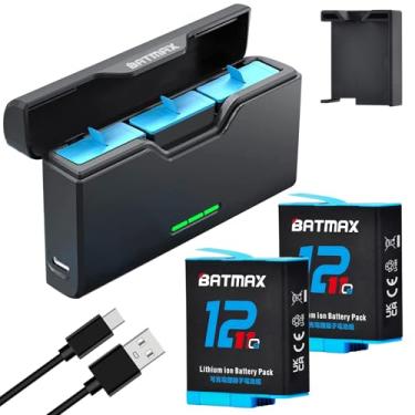Imagem de Batmax Bateria de substituição de 2 x 2000 mAh + carregador USB-C triplo de armazenamento rápido totalmente compatível com câmeras GoPro Hero 12/11/10/9