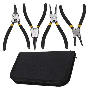 Imagem de AYNEFY 4 PCS Alicate de Anel de Pressão, Conjunto de Alicates de Anel de Pressão Com Mandíbula Reta Dobrada Alicate de Mola de Precisão para (Seção dupla preta 7 polegadas)