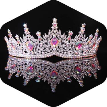 Imagem de Kamirola Tiaras para mulheres, tiaras de casamento e coroas para mulheres, tiaras para festa de aniversário, coroa de princesa, acessórios de cabelo, noiva, strass, decorações de Halloween (prata AB)