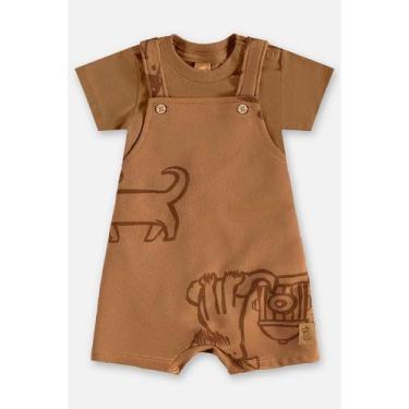 Imagem de Conjunto Jardineira e Body para Bebê Up Baby, Marrom, P