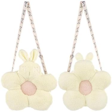 Imagem de Linda bolsa tiracolo de pelúcia para meninas (coelhinho fofo, branca), Branco