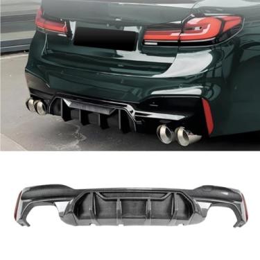Imagem de Spoiler traseiro do carro difusor labial modificação peça compatível com 5 Series G30 G31 M Sport 2018-2023 capa protetora de para-choque (aparência de carbono)