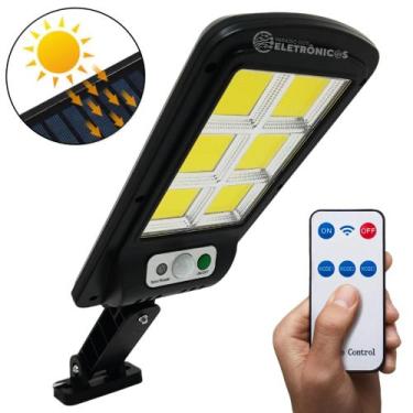 Imagem de Holofote Solar 300w Refletor Poste Kit Completo Preta Ip66 Com Sensor 