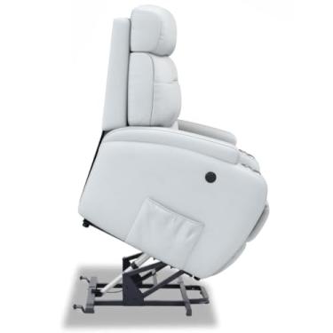 Imagem de Poltrona do Papai Reclinável Elétrica Bivolt Lift com Sistema de Elevação e Massagem em Couro Bovino - Modelo Florença Damie (Branco)