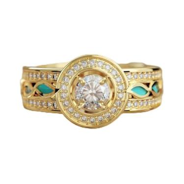 Imagem de Anéis de noivado de zircônia cúbica banhados a ouro, alianças de compromisso, festas noturnas, presentes de dia dos namorados, alianças de eternidade para mulheres, 8, Cobre, Sem pedra preciosa