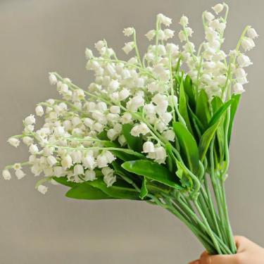 Imagem de 10 peças, flor de orquídea de plástico lírio do vale, flor artificial, faça você mesmo, buquê de casamento, vaso doméstico, decoração de festa (10 peças)