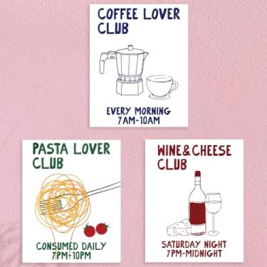 Imagem de 3 peças de decoração de cozinha impressões de arte de parede acessórios de carrinho de bar decoração de parede arte de cozinha presente amante de café pôster pintura moderna para sala de dançar