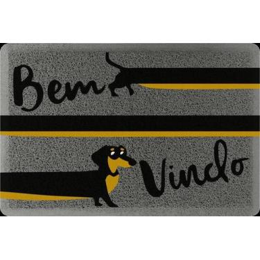 Imagem de Tapete Cinza Bem Vindo Cachorro Linguiça 60X40Cm - Endereço Do Kapacho
