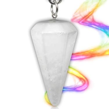 Imagem de Vibratis Pêndulo de quartzo de cristal natural para adivinhação - Pêndulo de cristal de pedra preciosa para adivinhação