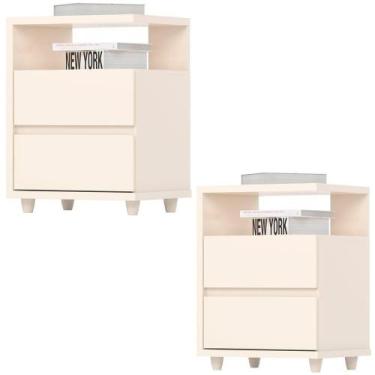 Imagem de Kit 2 Mesas De Cabeceira 2 Gavetas 48 Cm Campeche Henn. - MÓVEIS HENN