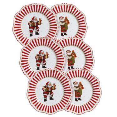 Imagem de CONJUNTO COM 6 PRATOS RASOS COM FILETE CHRISTMAS CHARM SCALLA