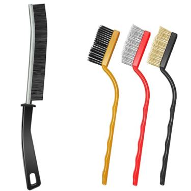 Imagem de Conjunto de escovas de limpeza de fendas, materiais de limpeza de cerdas duras para cozinha, banheiro, canto, argamassa, pia 4 peças