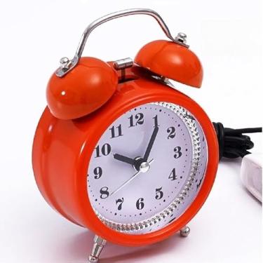 Imagem de Relógio Despertador Retrô Vintage de Mesa em Metal com Luz Noturna Silencioso Decorativo(Vermelho)