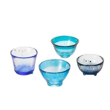 Imagem de IPPINKA Tsugaru Biidoro, copos de saquê de vidro feitos à mão, conjunto de 4, mar em Aomori