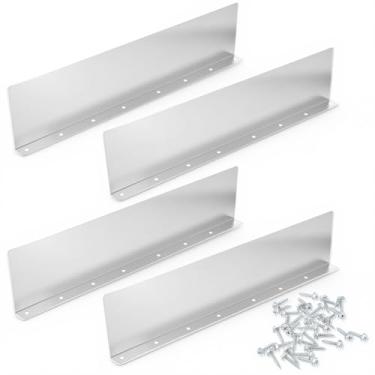 Imagem de PercyEffie 4 peças de protetores contra respingos de calha Valley desviador de calha de desviador de chuva de teto proteções de calha de alumínio com parafusos para telhados de telha plana residencial